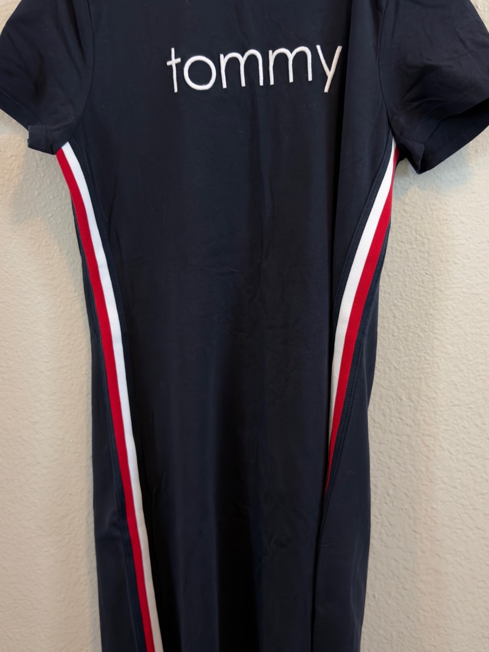 Tommy Hilfiger Navy Tee Dress with Red & White Side Stripes